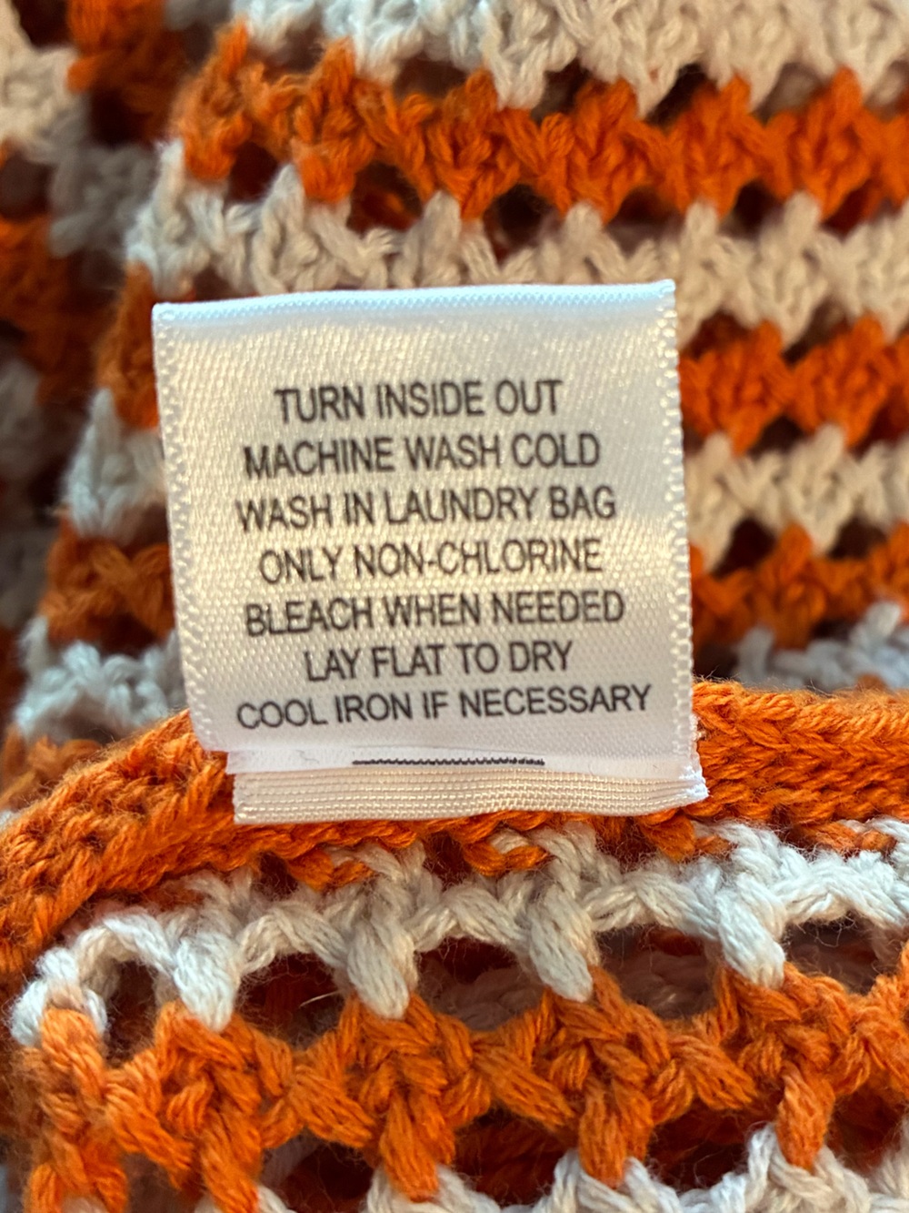 Orange Crochet polo sweater. EUC - Picture 8 of 8